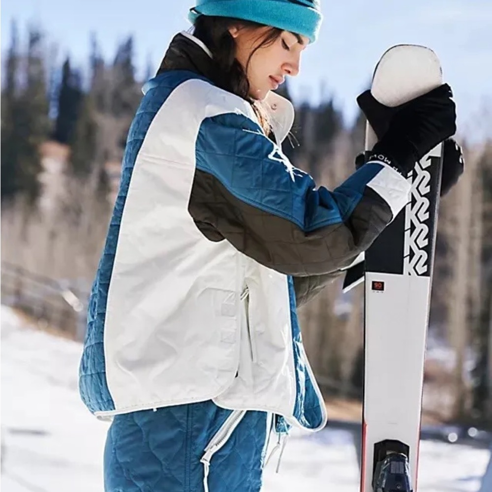 NEW Free People Movement Landscape View Coat / Ski Jacket Blue & White - Picture 3 of 13